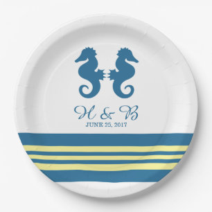 Assiettes En Carton Plaques en papier de cheval de mer bleu jaune