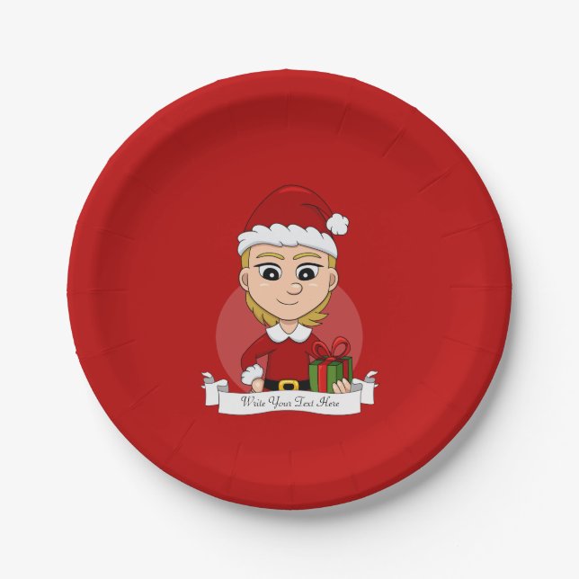 Assiettes En Carton Plaques en papier de dessin animé de Noël (Devant)