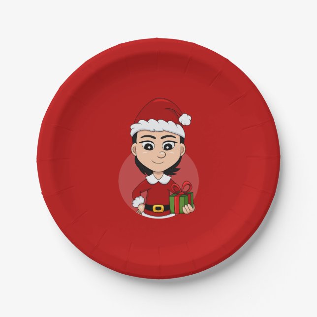 Assiettes En Carton Plaques en papier de dessin animé de Noël (Devant)