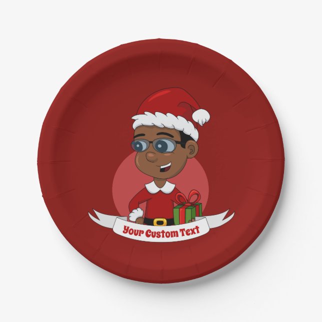 Assiettes En Carton Plaques en papier de dessin animé de Noël (Devant)