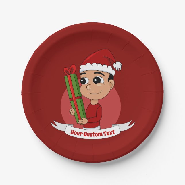 Assiettes En Carton Plaques en papier de dessin animé de Noël (Devant)