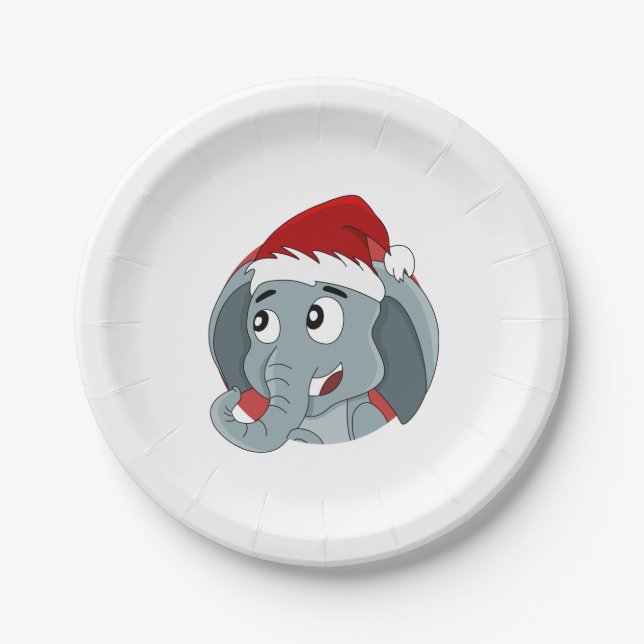 Assiettes En Carton Plaques en papier de dessin animé d'éléphant de No (Devant)