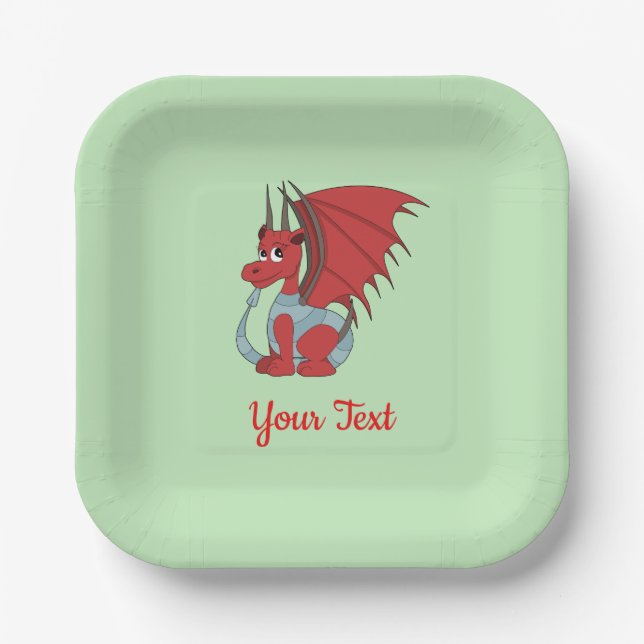 Assiettes En Carton Plaques en papier de dessin de dragon rouge (Recto)