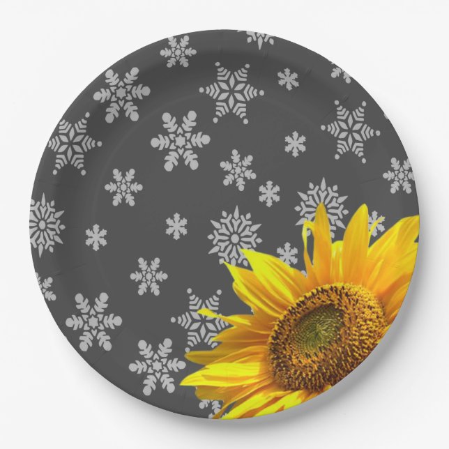 Assiettes En Carton Plaques en papier de flocons de tournesol (Devant)