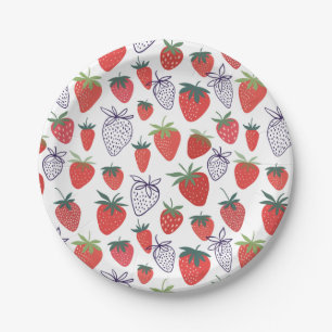 Assiettes En Carton Plaques en papier de fraises rouges