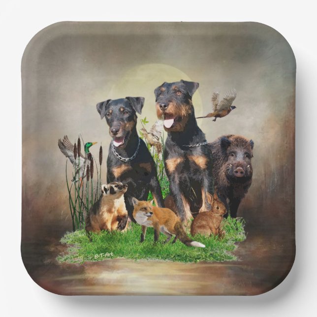 Assiettes En Carton Plaques en papier de la chasse allemande Terrier ( (Recto)