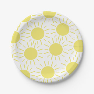Assiettes En Carton Plaques en papier de la partie de soleil jaune