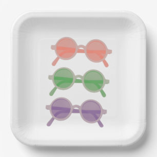 Assiettes En Carton Plaques en papier de lunettes de soleil rétro