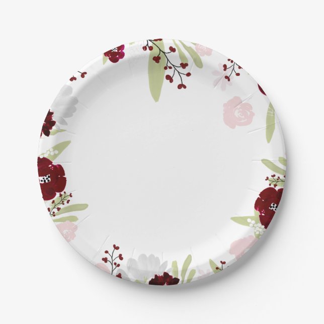 Assiettes En Carton Plaques en papier de mariage élégantes pour Rose d (Devant)