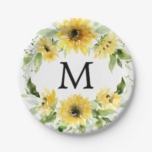 Assiettes En Carton Plaques en papier de monogramme du jardin de tourn