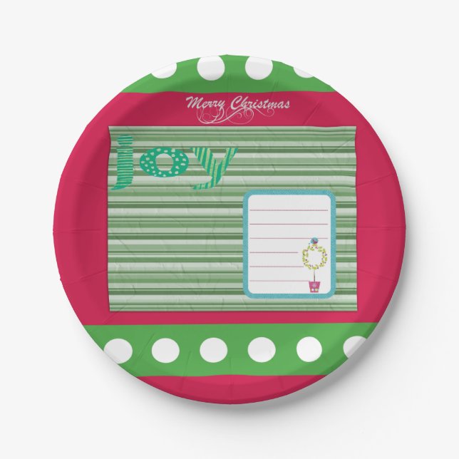 Assiettes En Carton Plaques en papier de Noël, Joyeux Noël (Devant)