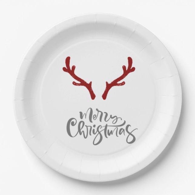 Assiettes En Carton Plaques en papier de Noël Reindeer (Devant)