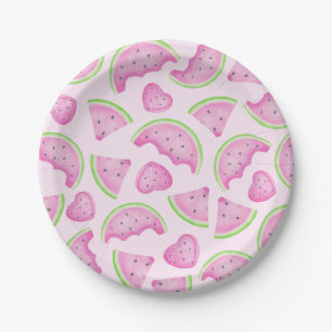 Assiettes En Carton Plaques en papier de pastèque rose - Fruits d'été