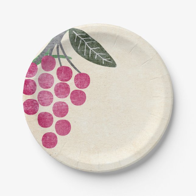 Assiettes En Carton Plaques en papier de raisins de vigne rustiques (Devant)
