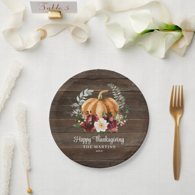Assiettes En Carton Plaques en papier de Thanksgiving Rustique Citroui (Mariage)