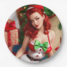 Plaques en papier de vacances Pinup Retro