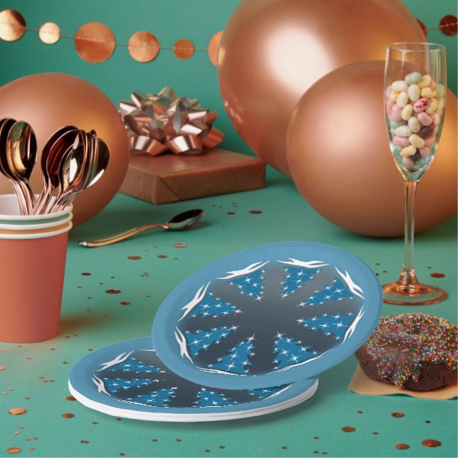 Assiettes En Carton Plaques en papier de vacances Plaques Festive Blue (Multi)