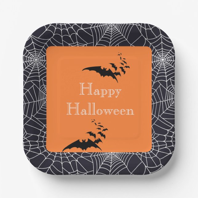 Assiettes En Carton Plaques en papier d'Halloween-Araignée Webs (Recto)