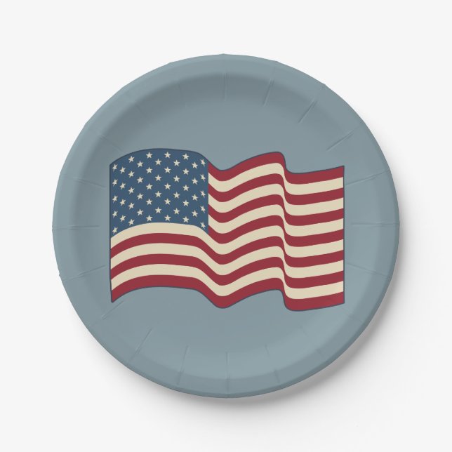 Assiettes En Carton Plaques en papier drapeau américain (Devant)