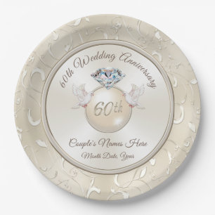 Assiettes En Carton Plaques en papier du 60e anniversaire du diamant p