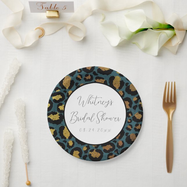 Assiettes En Carton Plaques en papier Empreinte de léopard personnalis (Mariage)