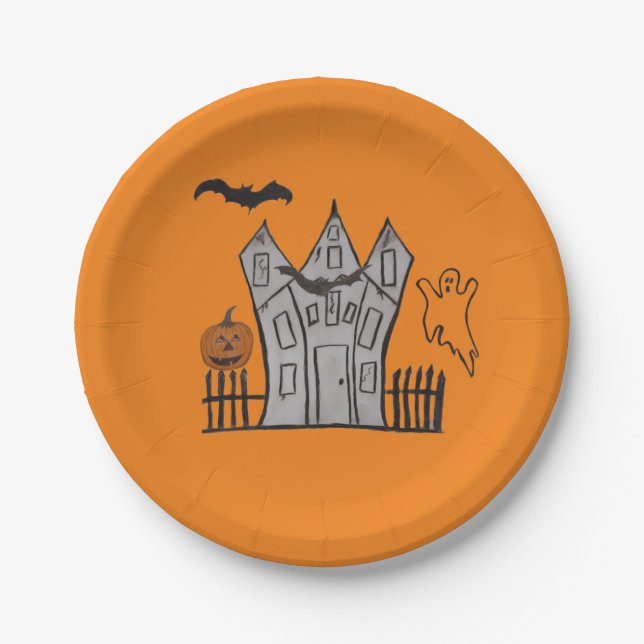 Assiettes En Carton Plaques en papier festif d'Halloween (Devant)
