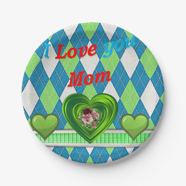 Assiettes En Carton Plaques en papier Fête des mères (Devant)