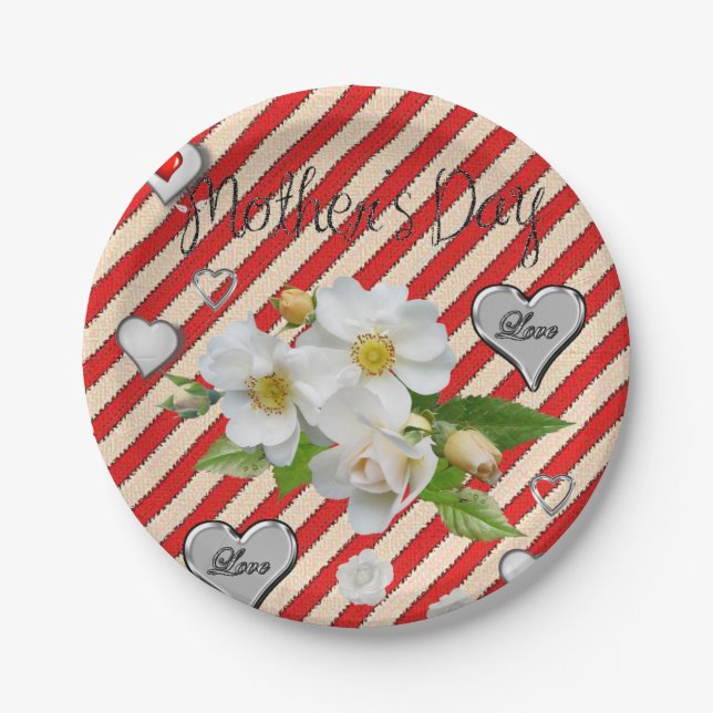 Assiettes En Carton Plaques en papier Fête des mères (Devant)