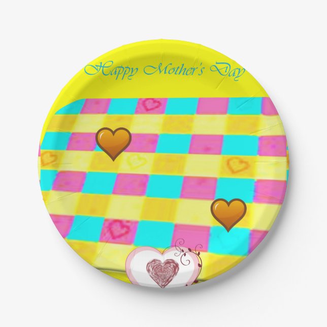 Assiettes En Carton Plaques en papier Fête des mères (Devant)