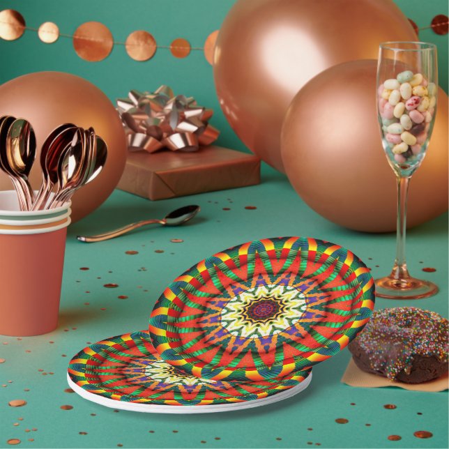 Assiettes En Carton Plaques en papier Fractal Design Star Festive (Multi)