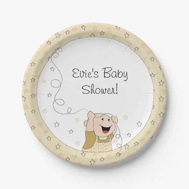 Assiettes En Carton Plaques en papier "Gold Stars Baby" (Devant)