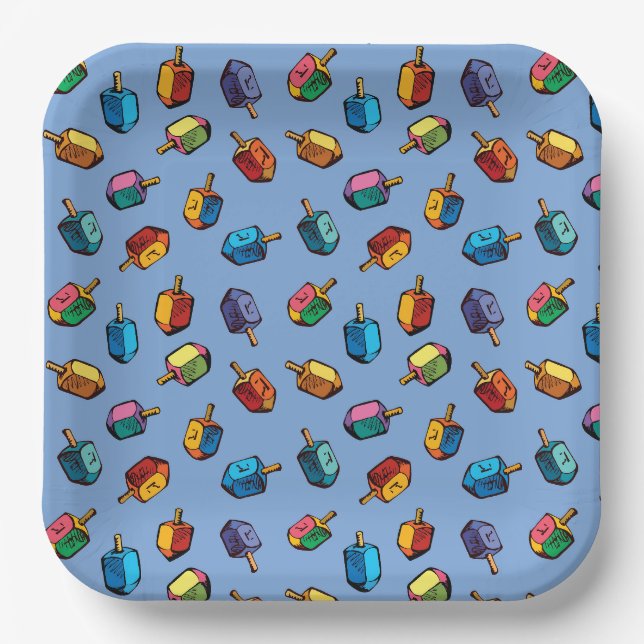 Assiettes En Carton Plaques en papier Hanukah - Judaïque  (Recto)