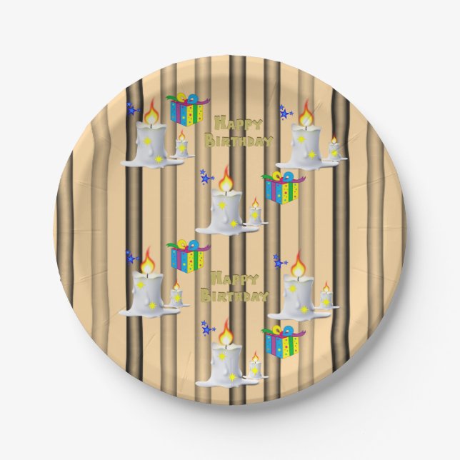 Assiettes En Carton Plaques en papier, joyeuse bande de bougies d'anni (Devant)