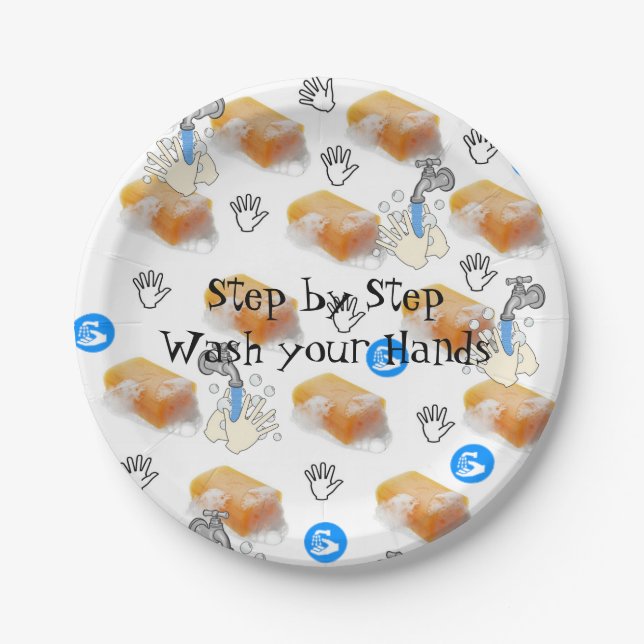 Assiettes En Carton Plaques en papier, Lavez vos mains Savons Water Fa (Devant)