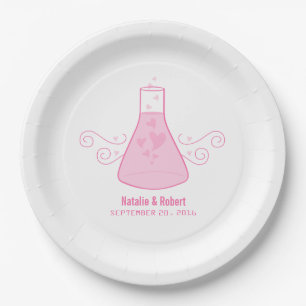 Assiettes En Carton Plaques en papier Mariage de chimie rose sucrée
