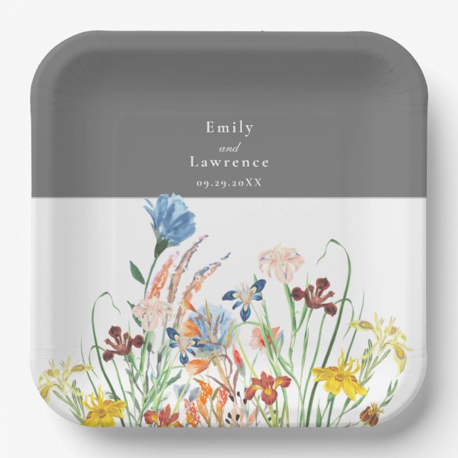 Assiettes En Carton Plaques en papier Mariage Fleur sauvage Winty (Recto)