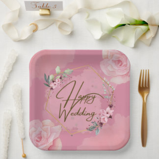 Assiettes En Carton Plaques en papier Mariage rose