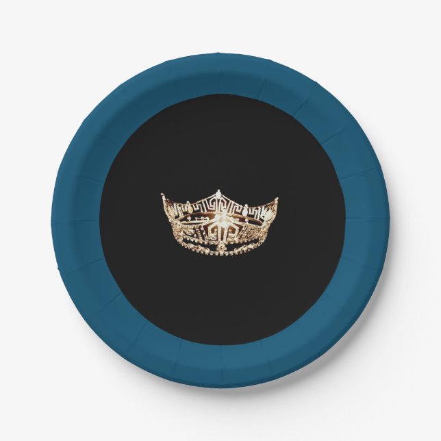 Assiettes En Carton Plaques en papier Miss America Gold Crown 7" (Devant)