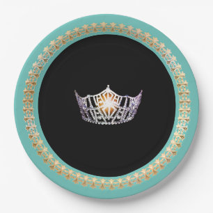 Assiettes En Carton Plaques en papier Miss America Turquoise 9"