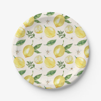 Assiettes En Carton Plaques en papier Motif citron et Feuille