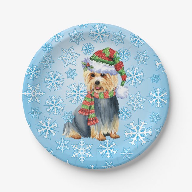 Assiettes En Carton Plaques en papier Noël australien Terrier (Devant)