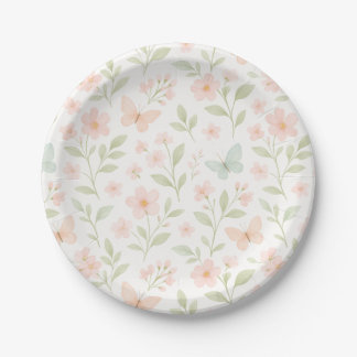 Assiettes En Carton Plaques en papier papillon floral de printemps - p