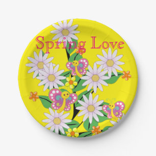 Assiettes En Carton Plaques en papier, papillon Floral Yellow Spring L