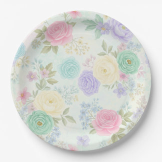 Assiettes En Carton Plaques en papier Pastel Floral Party