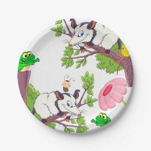 Assiettes En Carton Plaques en papier Possum Chicks Grenouille Floral
