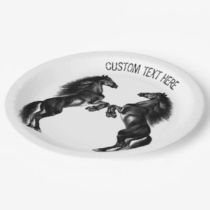 Assiettes En Carton Plaques en papier pour chevaux sauvages droits ave