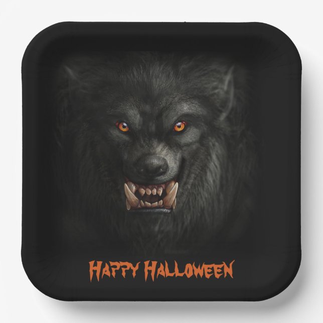 Assiettes En Carton Plaques en papier pour loup-garou-loup-garou d'Hal (Recto)