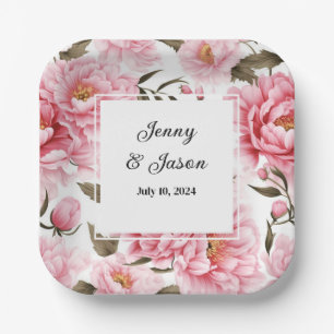 Assiettes En Carton Plaques en papier pour pivoines roses de mariage p
