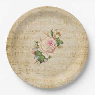 Assiettes En Carton Plaques en papier pour Rose Vintage défraîchi