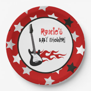 Assiettes En Carton Plaques en papier Red Rock Star Rock-a-Bye